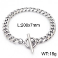 Bracciale a catena cubana in acciaio inox argento 7mm con chiusura OT, lungo 200mm - Larghezza 7mm Peso 16g (KB166133-ZZ)