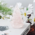 Mini sapin de Noël en résine rose à texture cristalline pour décoration de bureau maison - 25 Quartz rose