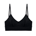 Bralette nera in cotone a costine senza cuciture con spalline sottili e scollo a U - XL / Nero