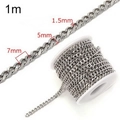 1m Silver stainless steel chain links 7x5mm for DIY jewelry making accessories - Silver 7x5mm Rectangle Link Chain (KLJ8620-Z)