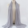 Light gray long chiffon headscarf wrap for women displayed on a mannequin neck - 13