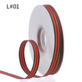 L#01 Red and green striped Christmas ribbon roll with gold accents for gift wrapping - 1cm Dual Tone Red Green 23 Yards