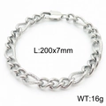 Bracciale a catena cubana in acciaio inossidabile argento con chiusura a moschettone - Fibbia Scorrevole 3-1 Catena Curb a Trama Lunga / 20cm / Color Acciaio
