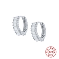 Silber 925 Creolen mit rechteckigen Zirkonia-Steinen für Damen im modernen Design - Silber-Weißer Zirkonia