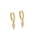 S925 sterling silver geometric hoop earrings with gold finish and leaf-shaped zircon pendants - ERH220 Gold Plated