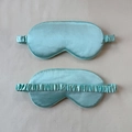 Satin sleep mask set in tiffany blue silk with comfortable elastic headband - Light Green