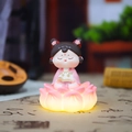 Traditional Chinese Tang-style lady figurine sitting on a glowing lotus base - Reading Lady - Light-up Lotus Base (1213-13)