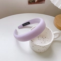 Minimalist light purple sponge padded headband on a decorative white ceramic cup - Thickened Sponge Fabric Style / Light Purple