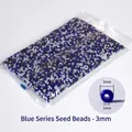 Mix of 3mm blue and white glass seed beads for DIY crafts in clear plastic bag - Blue Tones Mixed 3mm