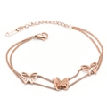 Bracciale a doppio strato in acciaio inossidabile oro rosa con ciondoli a farfalla satinati - Oro rosa