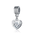 Pendentif cœur argenté avec mot love et oxyde de zirconium pour bracelet artisanal - Style de Cœur Love en Strass (14)