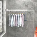 White space aluminum wall-mounted folding drying rack, 93cm length with 8 hooks - White (Extended 1-Fold/8 Hooks)