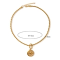 18K vergoldete Edelstahlkette mit Sonnenblumen- und Mondanhänger und 4mm Kordelkette - Sonne und Mond Anhänger Stil (N630)