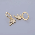 Detail of 925 gold plated palm tree earrings with sparkling cubic zirconia stones - Palm Tree - Gold