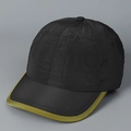 Detail of black nylon baseball cap with wrinkled texture and neon green edge brim - M (56-58cm) / Black/Neon Green
