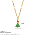 Golden stainless steel necklace with a festive red and green Christmas tree pendant - Christmas Tree Style (G14)