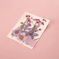 DIY dried flower pack with purple daisies, pink hydrangea and ferns on white card - Purple Worry-free