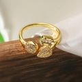 Verstellbarer vergoldeter Ring mit geometrischen Rechteck- Kreis- und Tropfenanhängern - Geometrisches Anhänger-Design-Stil (14192)