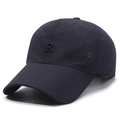 Navy blue quick-dry mesh baseball cap featuring a black 3D embroidered letter R - Adjustable / Navy Blue