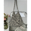 Canvas tote bag with black and white leopard print and MISS woven label - Black and White Leopard(9#)