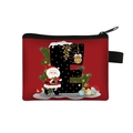 Red Christmas coin purse featuring festive letter E print and cartoon Santa Claus design - Letter E