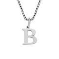 Minimalist silver stainless steel box chain necklace with capital letter B pendant - B-Silver