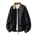 Blouson aviateur noir pour homme avec col contrasté marron et poche zippée au bras - M / Noir Ambré