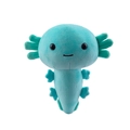 Soft light blue axolotl plush toy stuffed animal in sitting pose on white background - Green