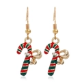 Detail of Christmas candy cane earrings with red-green enamel and crystal bow - Candy Cane #36