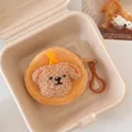 Petit porte-monnaie en peluche chien jaune avec chapeau de fête, taille 8,5x8,5cm - Rond / Chien Rond Marron