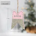 Ciondolo ad ali in legno rosa con glitter dorati e scritta X-MAS per l'albero di Natale - 7.7x4.9cm/7.1g / Ali Rosa