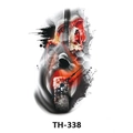 Waterproof temporary tattoo sticker TH-338 featuring red skull and hooded figure design - Th-338 / 210*148mm