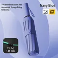 Automatic navy blue umbrella with 144-rib windproof frame and UPF 50+ UV protection - 144-Rib Heavy Duty Auto / Navy Blue
