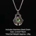 Collana da uomo stile dark con pendente occhio verde e catena in acciaio inossidabile - Malocchio Stile 5