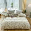 Cream duvet cover with brown teddy bear print and matching light coffee pillowcases - Mini Brown Bear