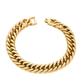 Bracciale cubano da uomo in acciaio inossidabile dorato con finitura lucida su fondo bianco - Piccolo-Medio / Oro
