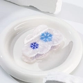 Pince à cheveux minimaliste en acétate blanc en forme de nuage avec flocons bleus - Flocon de Neige 8cm