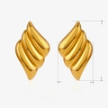 Poliert vergoldete Edelstahl-Ohrstecker mit Herzflügeln und Spiralstruktur-Design - Polierte Flügel Ohrringe - Gold
