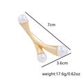 Matte gold brooch with three branches, white pearls and sparkling rhinestone accents - 13# Pearl Branch