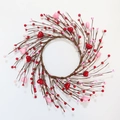 Ghirlanda romantica a cuore da 40cm con bacche rosse e rosa su rami rustici per San Valentino - Ghirlanda di Cuori 40cm