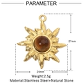 Detailed size specifications of sun-shaped golden stainless steel pendant with brown stone - VG881/Sun/Brown Stone