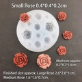 Macro shot of 6-cavity rose silicone mold with finished resin flower size details - 16-Cavity Mixed Size Roses Mold