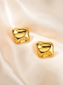 Lava style irregular gold stainless steel stud earrings on luxury silk fabric - Embossed Irregular Style