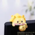 Mini yellow resin dragon figurine holding golden fortune bag, size 3.2x3.8x3.1cm - 3.2x3.8x3.1CM / Type B Fortune Bag Dragon