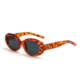 Vintage-Sonnenbrille mit ovalem Schildpatt-Rahmen und drei silbernen Sternnieten - Leopardenrahmen Graue Gläser