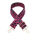 Adjustable 5cm wide pink leopard print jacquard strap with gold metal hooks and hardware - Leopard Print No. 11 Rose Pink Blue