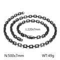 Set de joyería de cadena O en acero negro con collar de 500x7mm y pulsera de 220x7mm - Pulsera / Negro