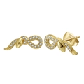 Elegant 925 sterling silver snake stud earrings with gold plating and sparkling zircon - Gold Snake Rhinestone Studs (SE403-14K)