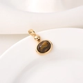 Pendentif œil de tigre avec pierre ovale brune et monture plaquée or 18 carats - Type G Petite Goutte / Doré