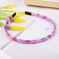 Charming purple peacock feather patterned fabric headband for girls with non-slip grips - Purple Peacock Feather